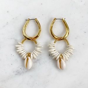 New Cowrie Shell & Pearl Hoop Earrings